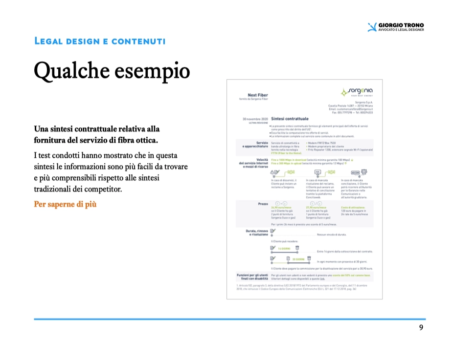 Pagina estratta dalla guida sul legal design: esempio contratto legal design