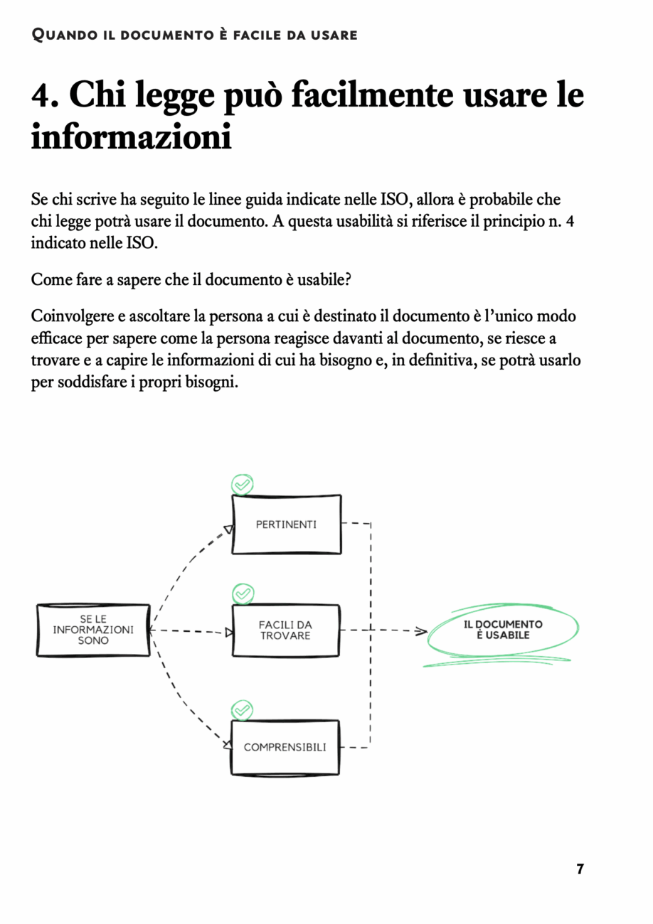 Estratto pagina numero 7 del quaderno n. 4 su ISO e plain language